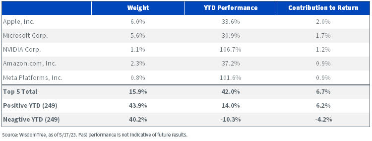 YTD: S&P 500 Contribution to Total Return